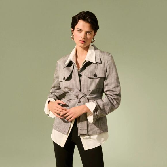 M.M. LAFLEUR Blazer Womens 6 Black White Emery Safari Porto Weave - Picture 13 of 13